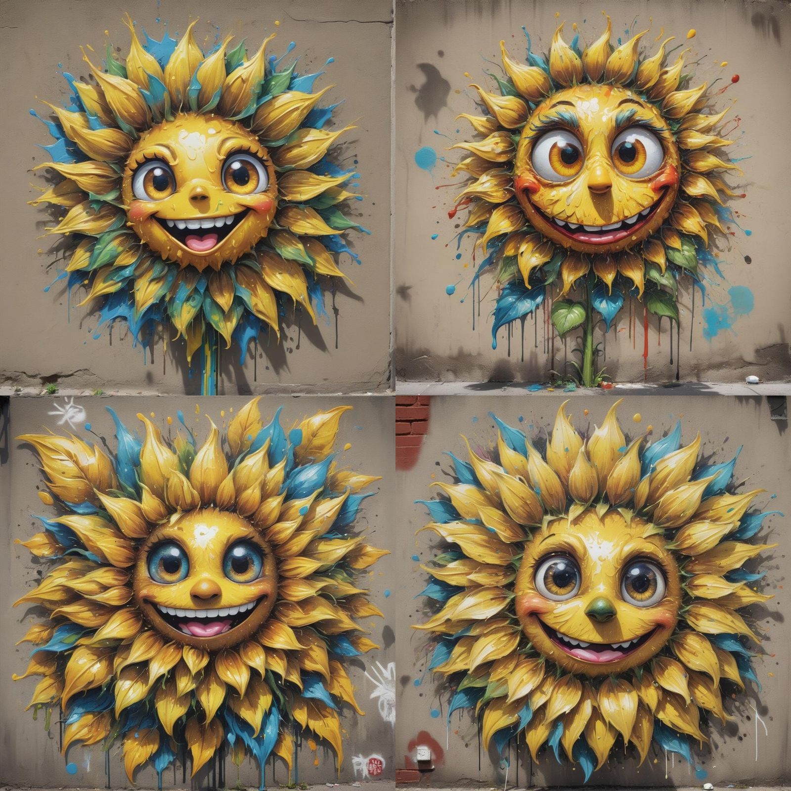 Fluffy Sunflower Ball with Mischievous Grin