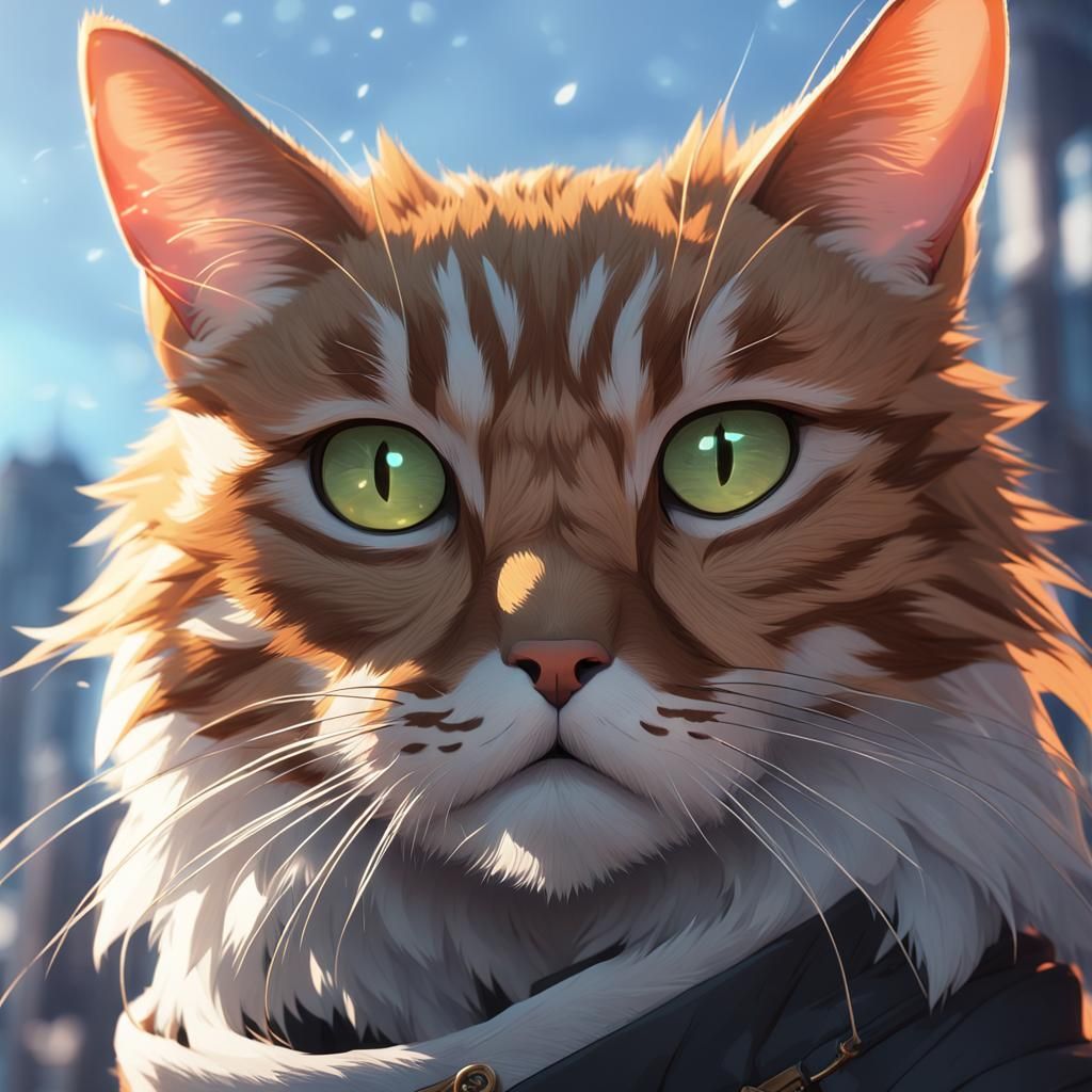 Aesthetic Anime Cat in 3D Digital Art