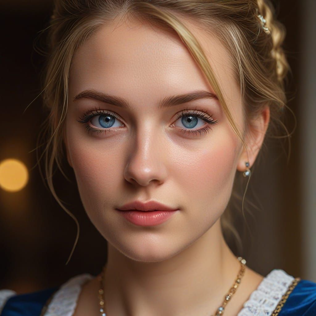 Young Woman in Dirndl: Realistic Digital Portrait