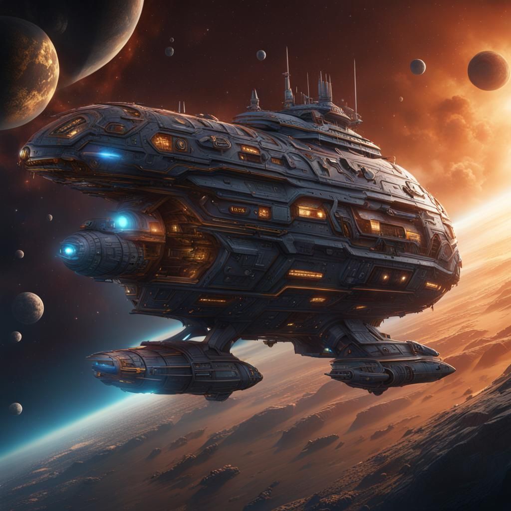 Fantastical Spaceship Matte Painting in Unreal Engine