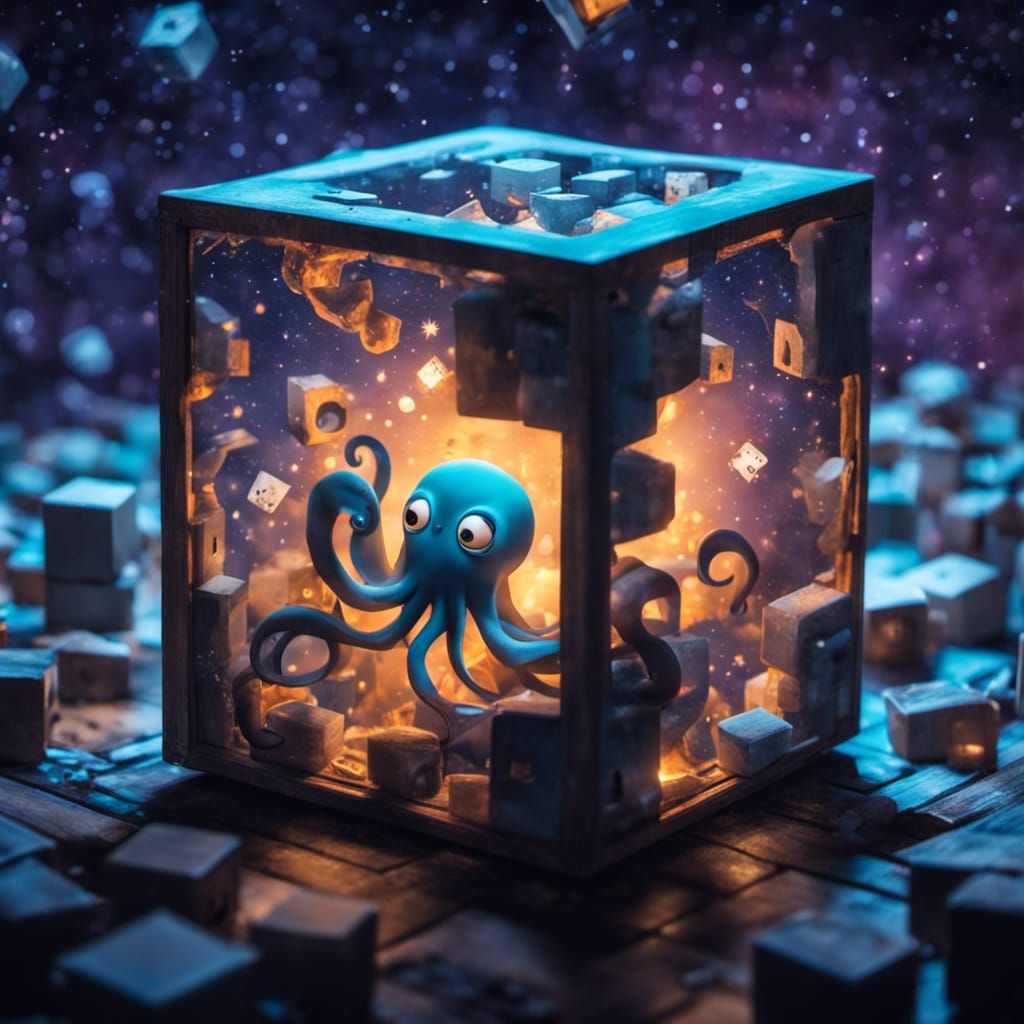 Luminescent Octopus in Cube, Anime Still