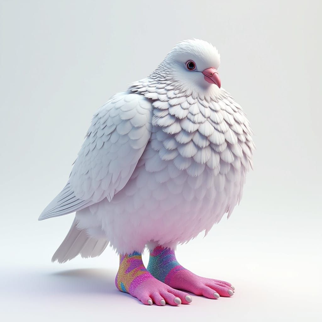 Hyper-Realistic Pigeon in Fashionable Human Feet