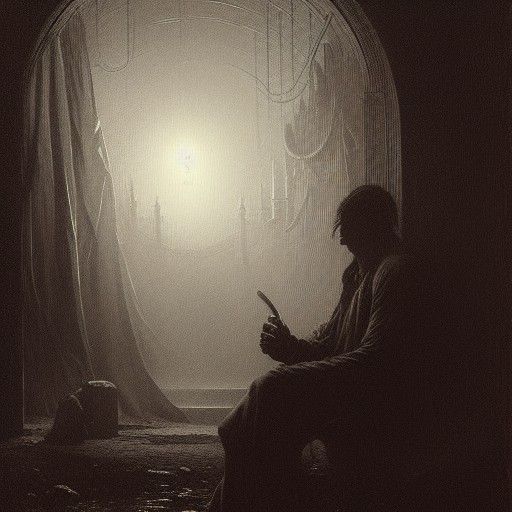 Mysterious Man in Dark Engraving Style