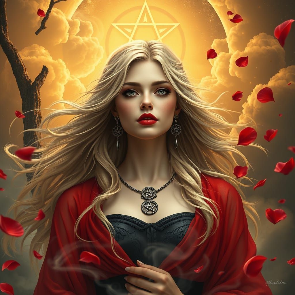 Ethereal Goddess in Golden Cosmic Realm