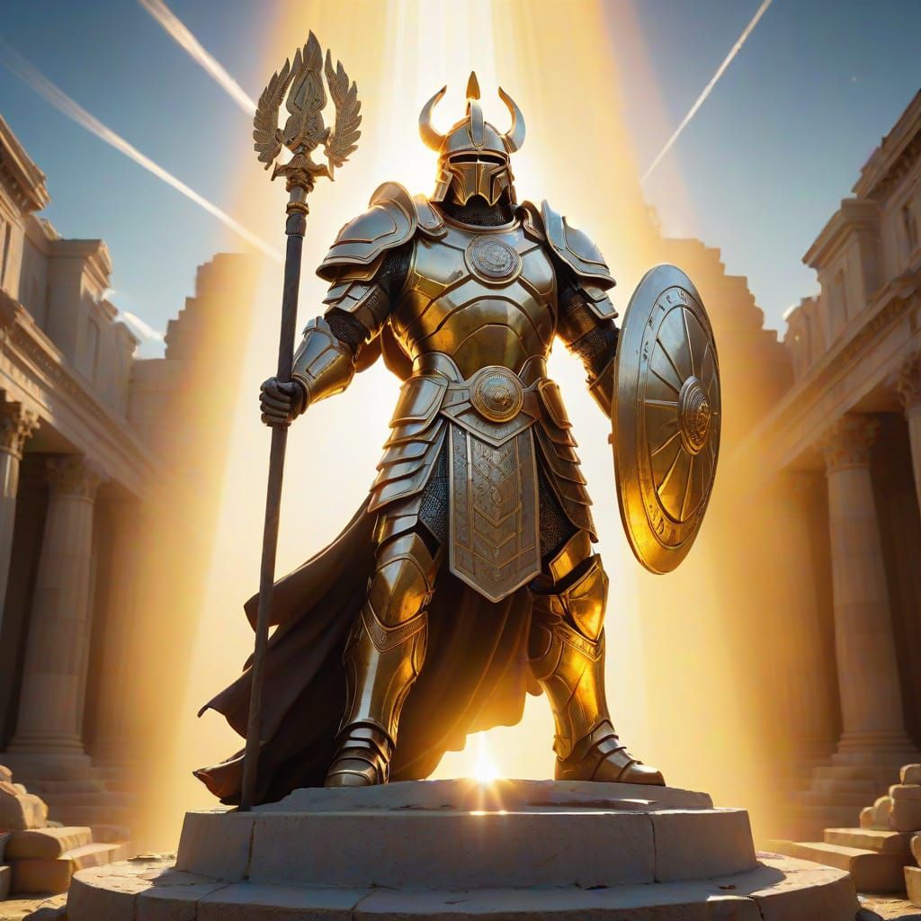 Epic Warrior Guardian in Golden Light