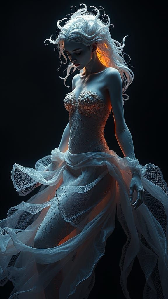 Ethereal Mermaid in Chiaroscuro Style