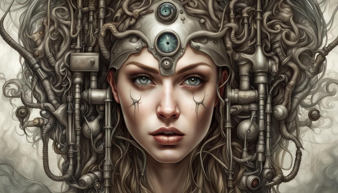 Naughty female doctor A highly detailed digital painting depicting perfect face, the drawing should showcase intricate t...