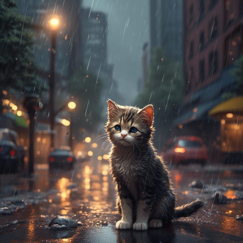 Sad Kitten in Rainy New York: Animation Style