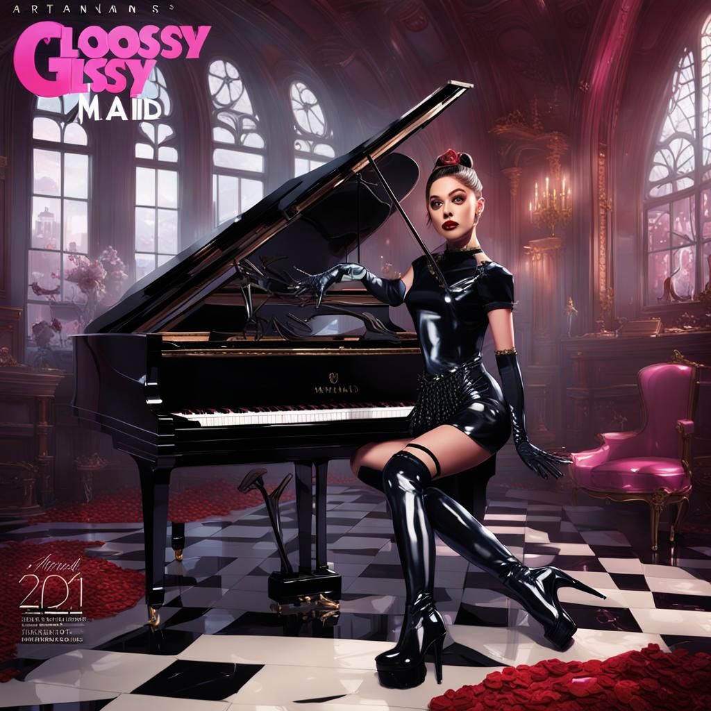 Magazine Cover: Woman in Latex Playing Piano