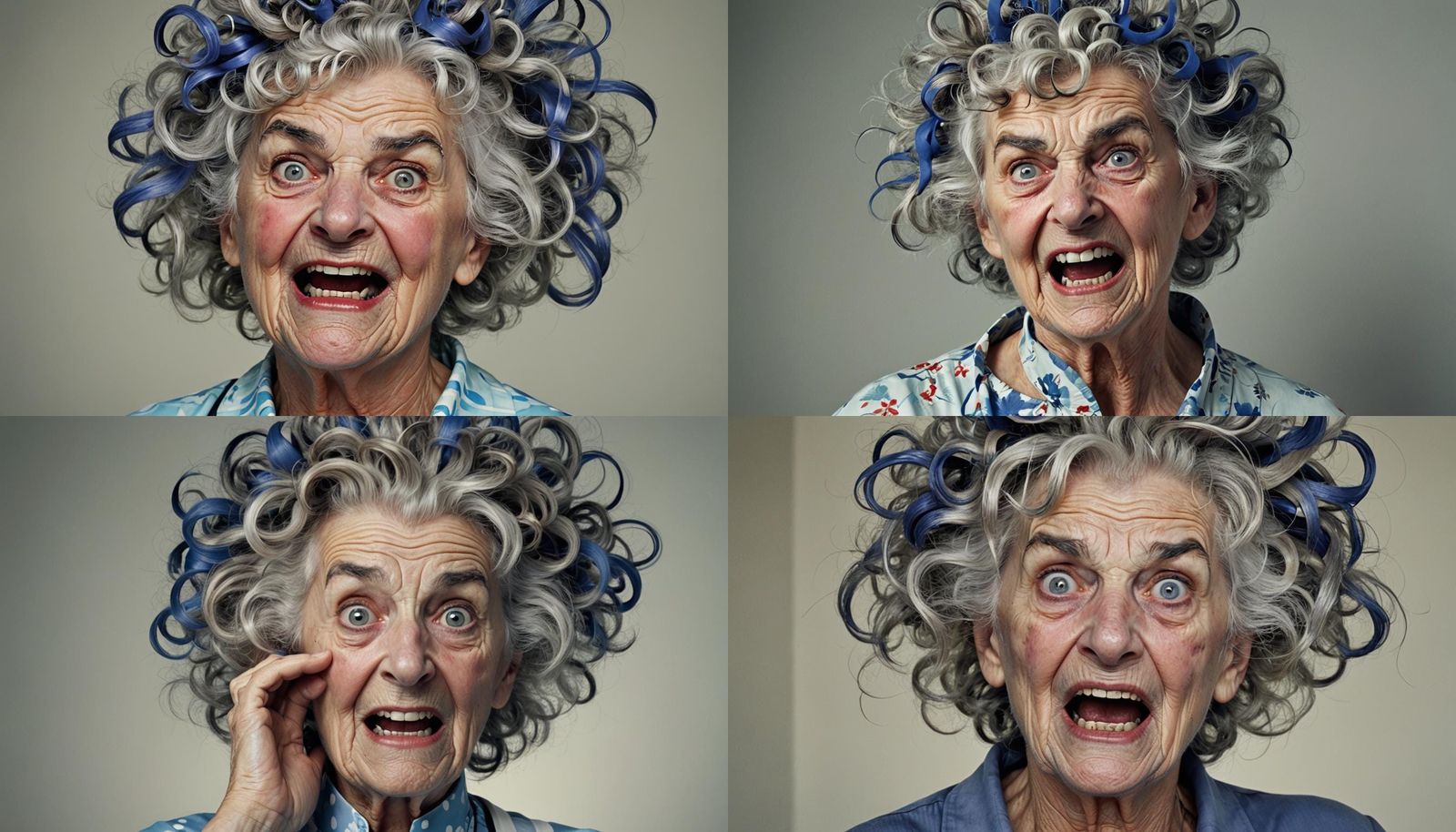 Comedic Elderly Woman with Electrocuted Hair