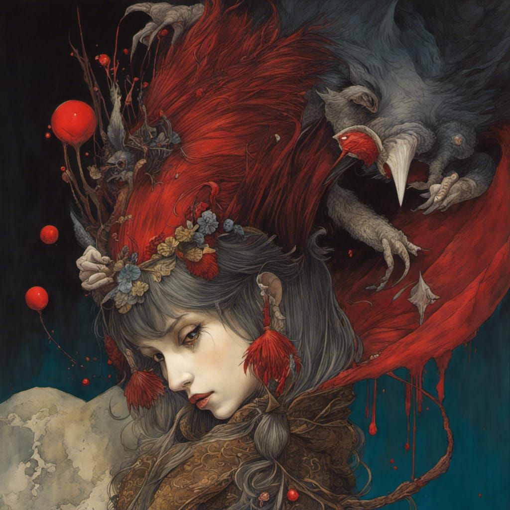 Beautiful Vampire in Watercolor Style