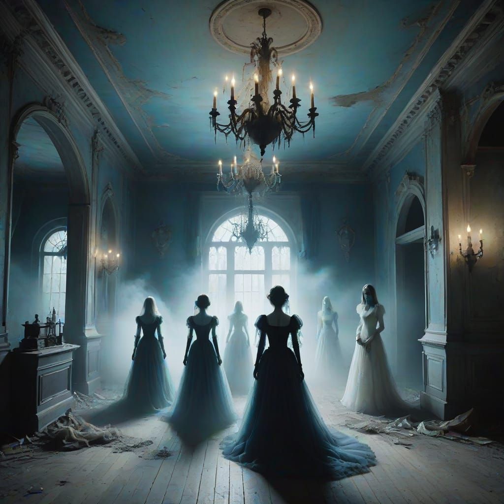 Surreal Haunted New Year's Ball in Gothic Ballroom