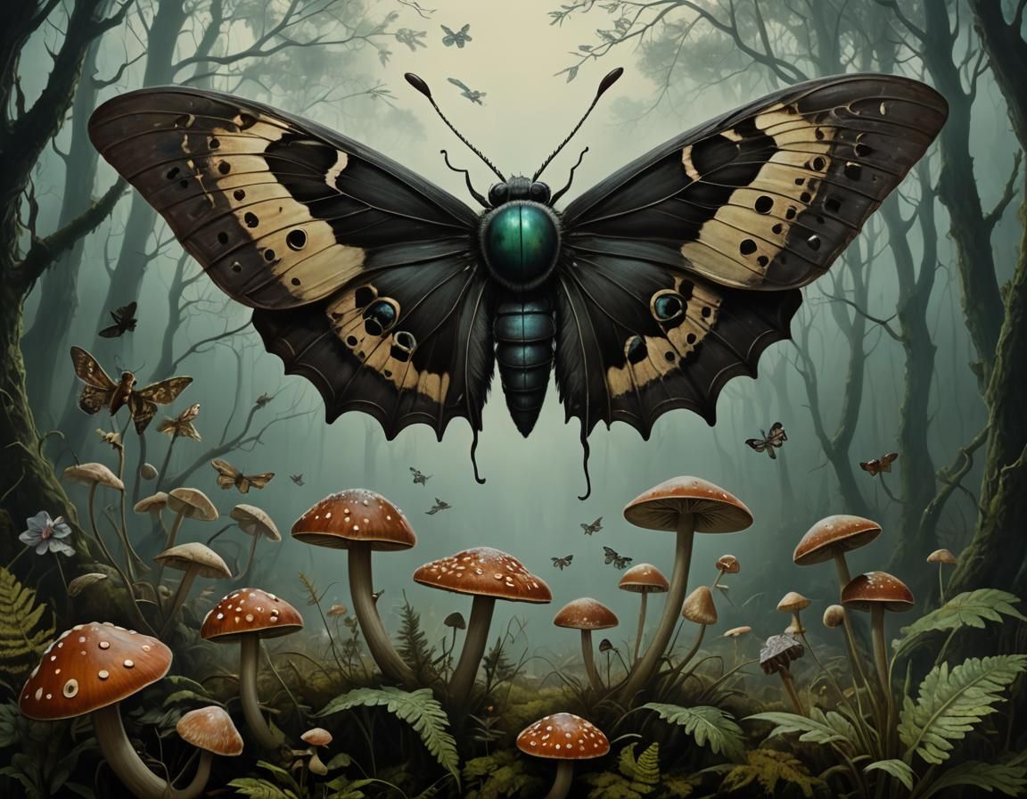 Dreamscape: Gothic Moth and Mushrooms in Metarealism