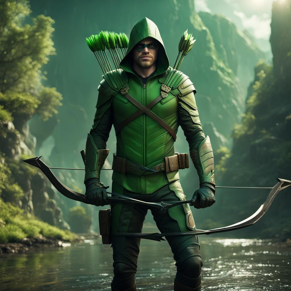 Detailed Matte Painting of Green Arrow