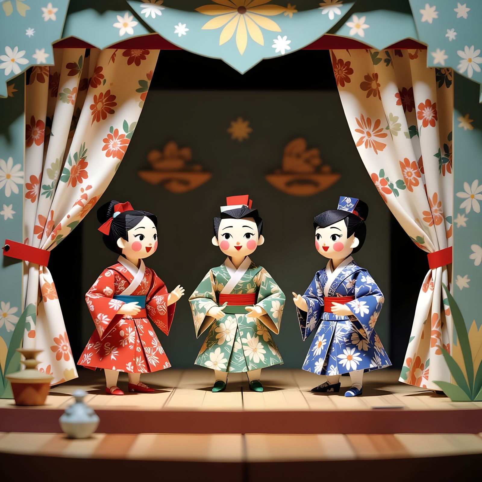 Miniature Origami Theatre Stage Performance