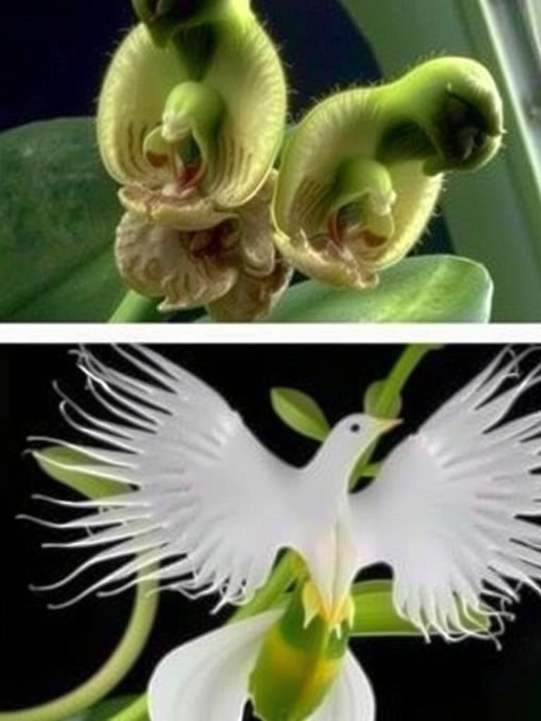 Rare orchid named ‘Flower of the Holy Spirit’ only blooms once a year. Before blooming it looks like a Mother and Child,...
