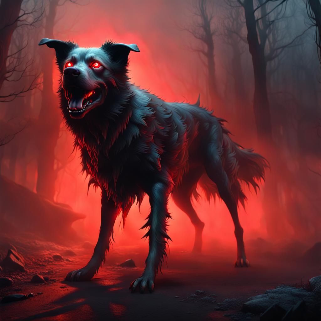 Terrifying Ghost Dog Howling in Misty Darkness