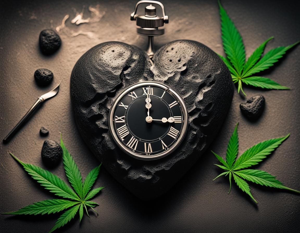 Anatomical Heart Clock on Volcanic Stone