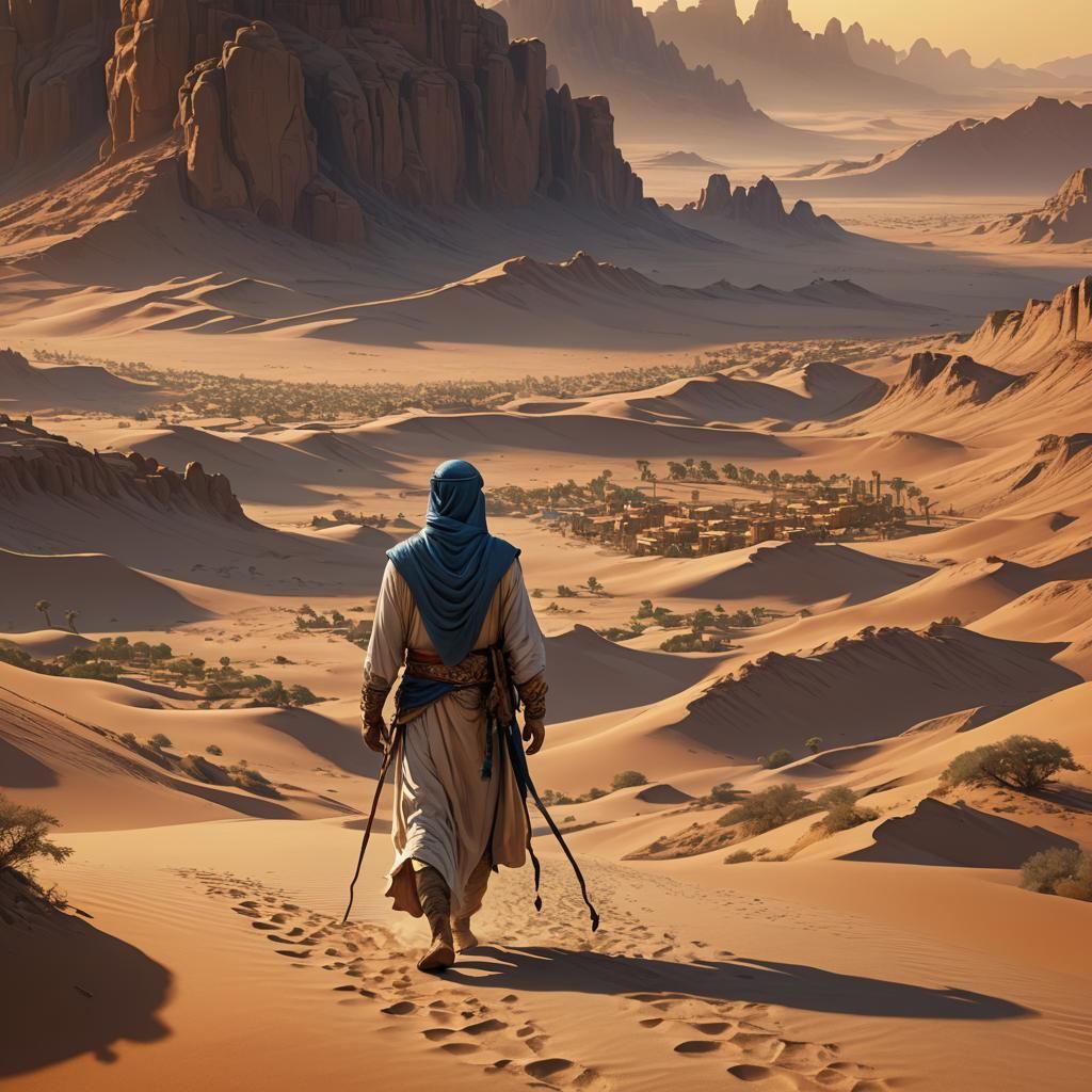 Arabian Desert Wanderer in Art Nouveau Style