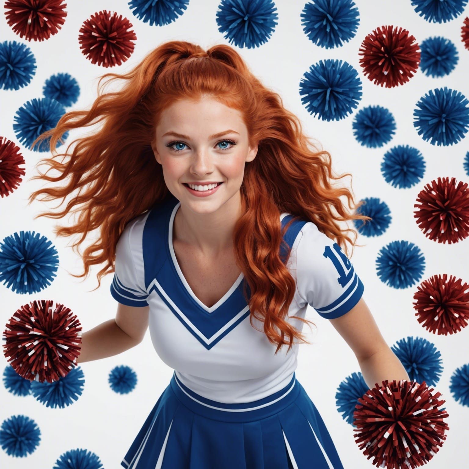 Cheerleader Yearbook Photo in Detailed Digital Painting