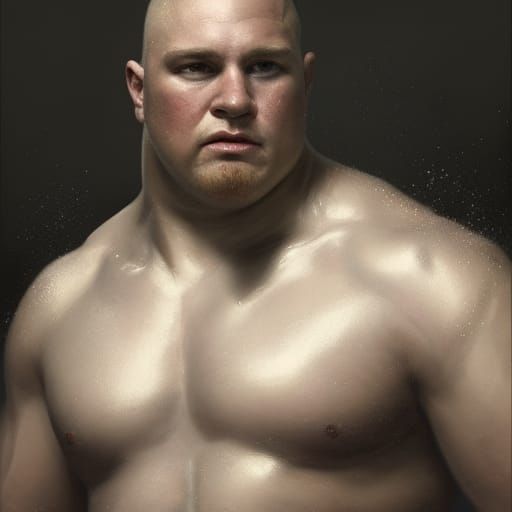 Flabby Wrestler Portrait in Hyperdetailed Digital Art Style