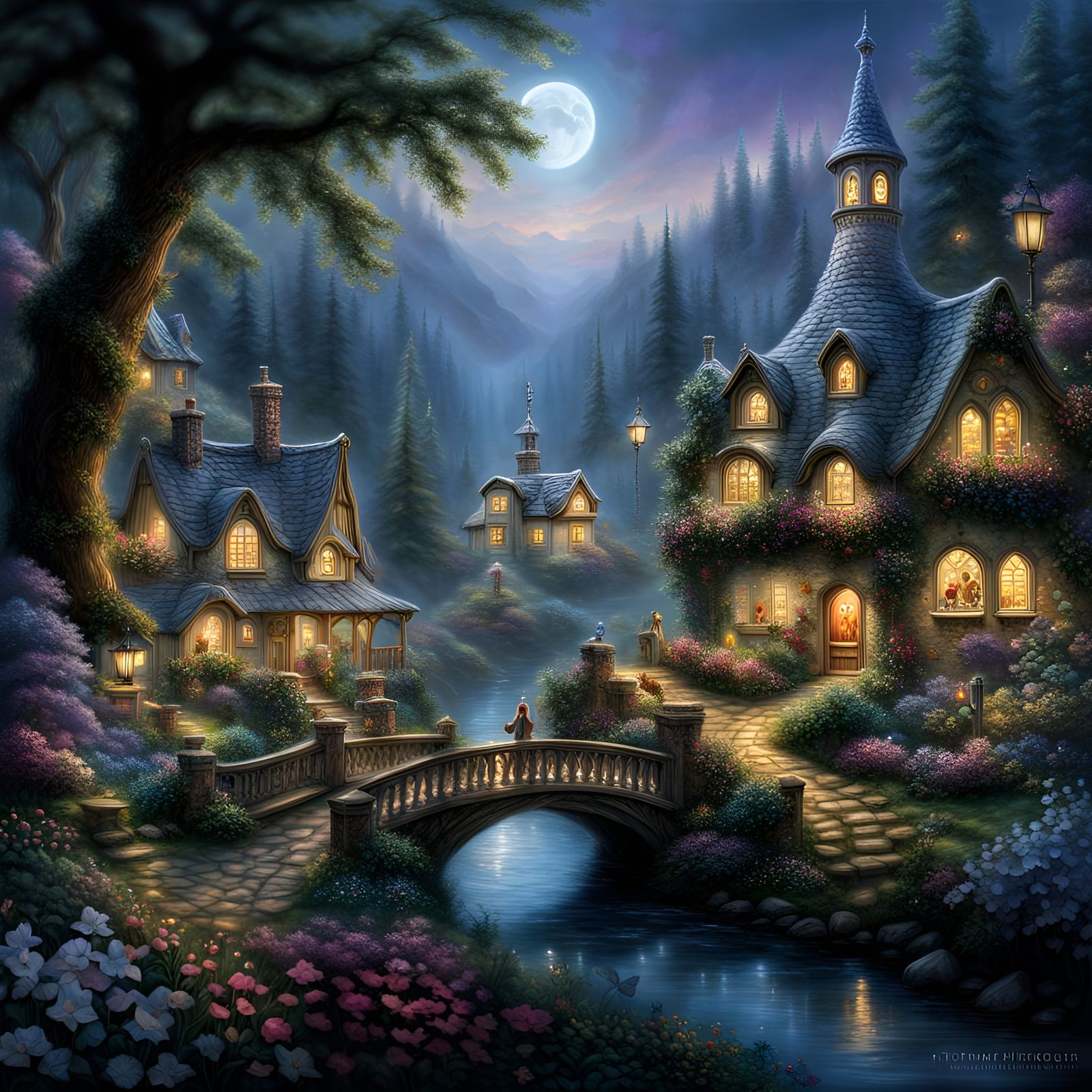 Magical Fairy Village Forest in Hyperrealistic Style