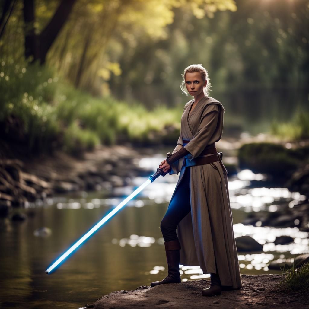 Female Jedi Knight Lightsaber Training by Creek