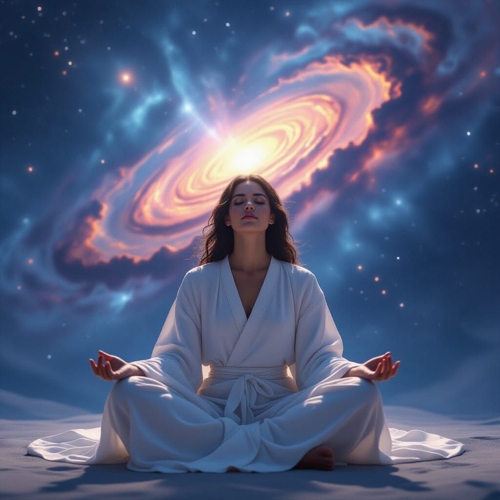 Meditating Person Reveals Galaxy in Head