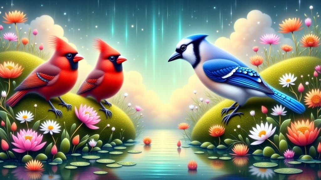 Harmonious Bird Families in Hyperrealistic Digital Art
