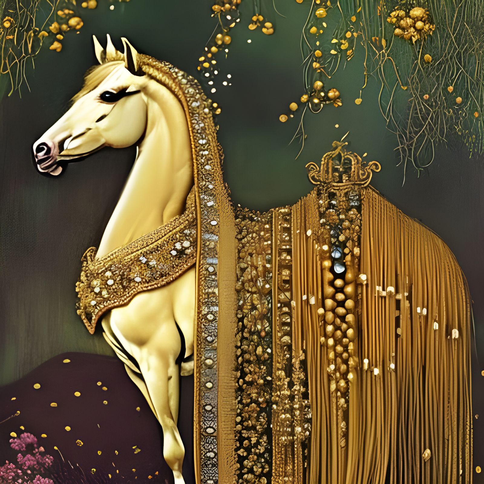 Majestic Queen of Horses in Whimsical Style