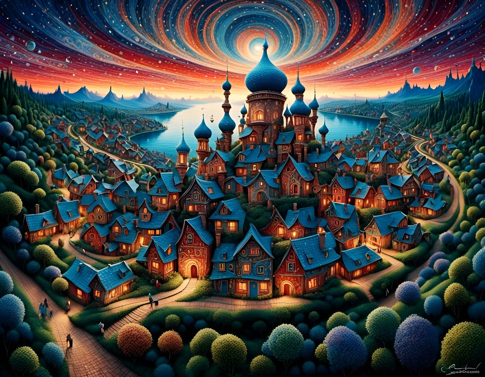 Night Cityscape Inside Iris Eye