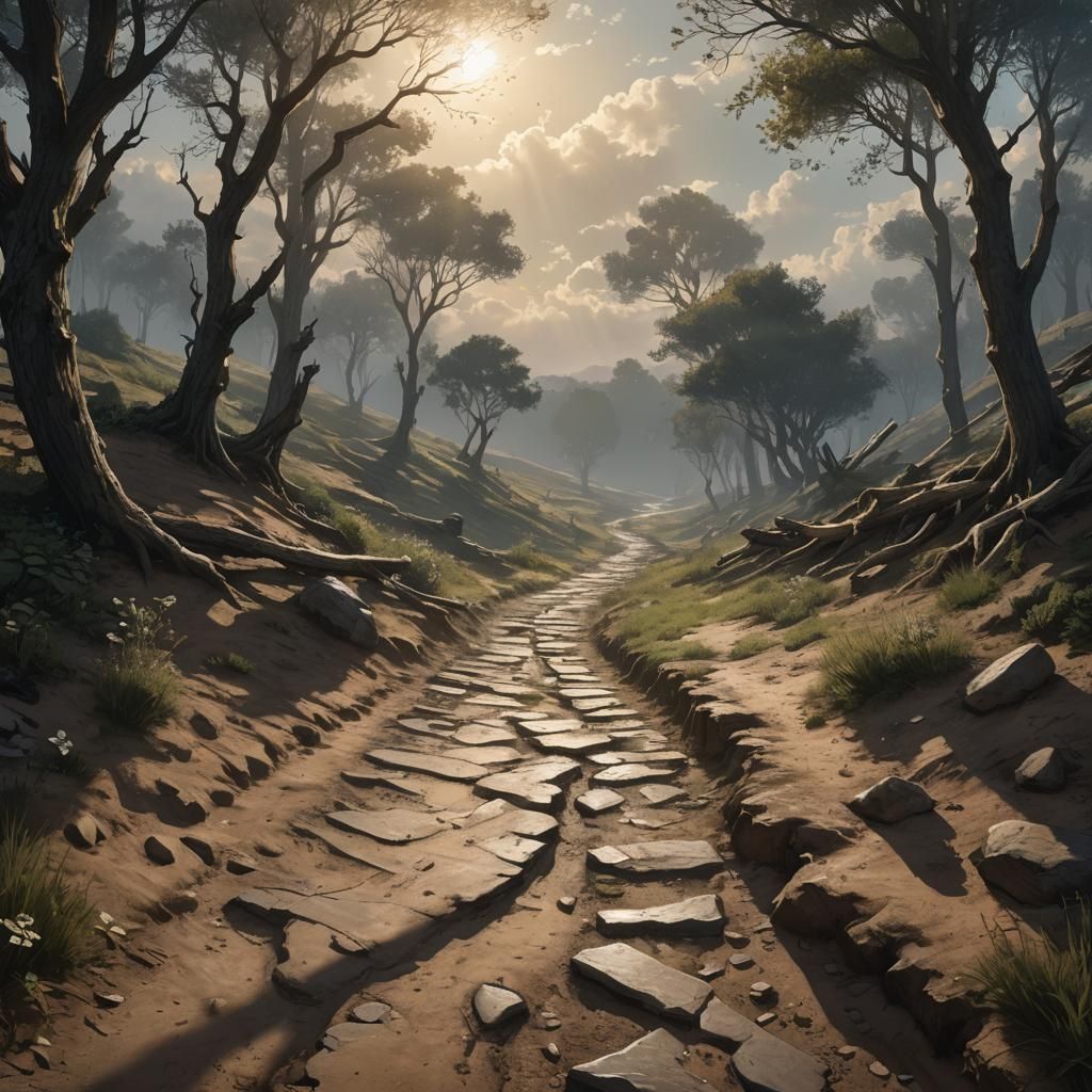 Hyperrealistic Path of Hope Rises from Shadow