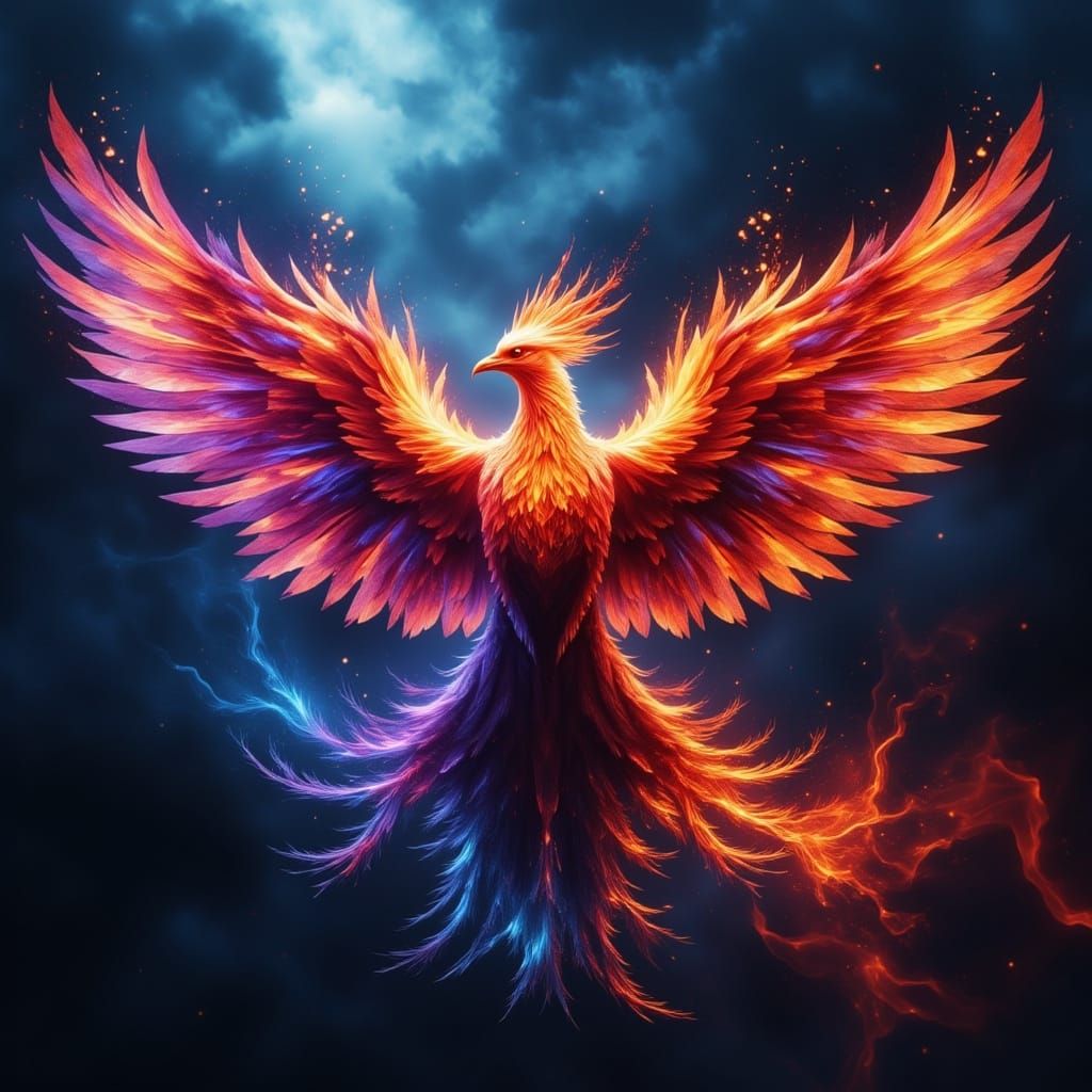 Double Exposure Phoenix Wildfire Digital Art