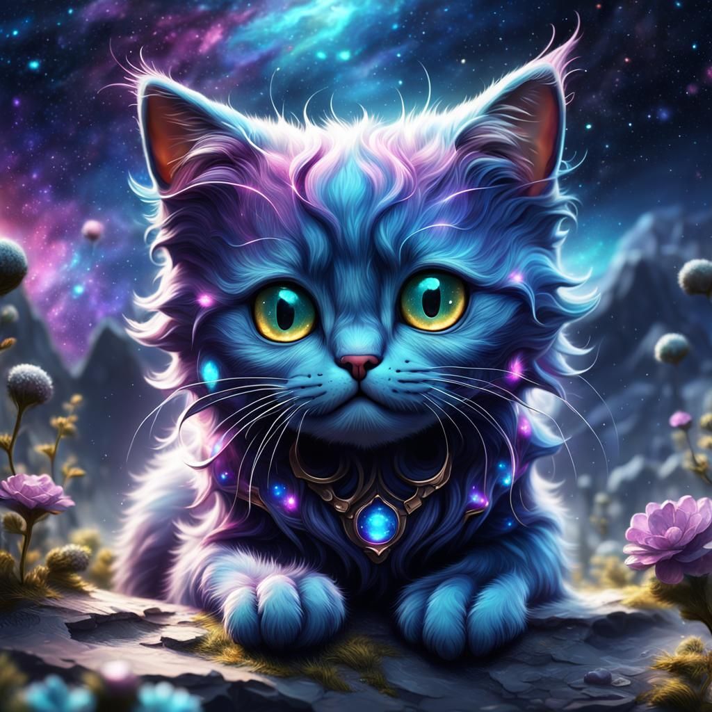 Cute Galaxy Cat in Detailed Matte Painting