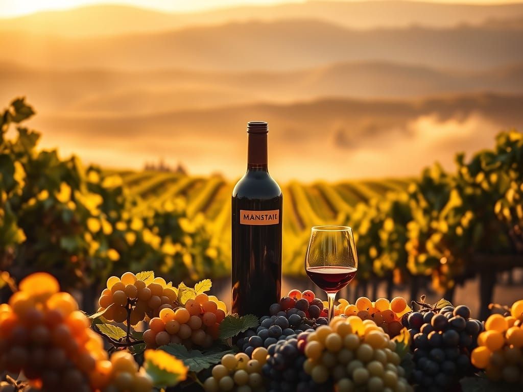 Surreal Vineyard Scene at Golden Hour