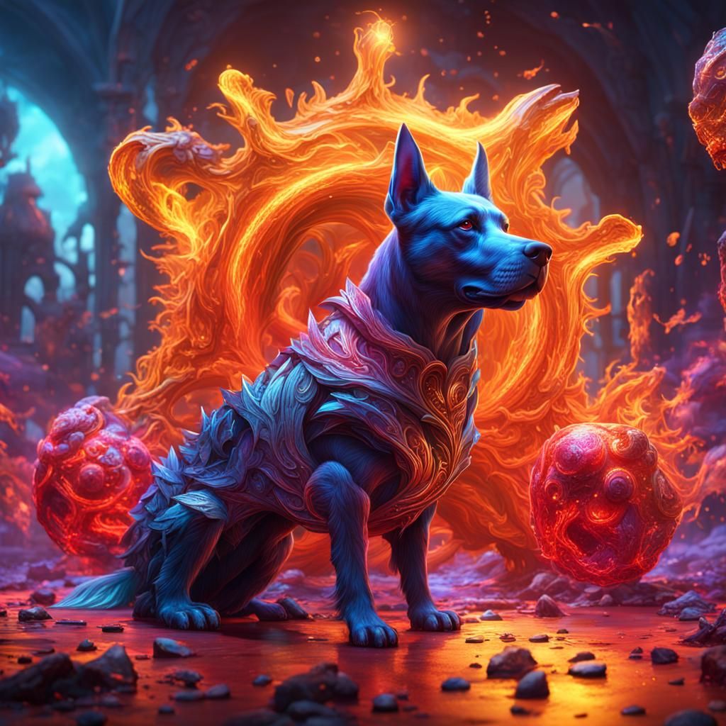 Shining Crystal Dog in Hot Colors