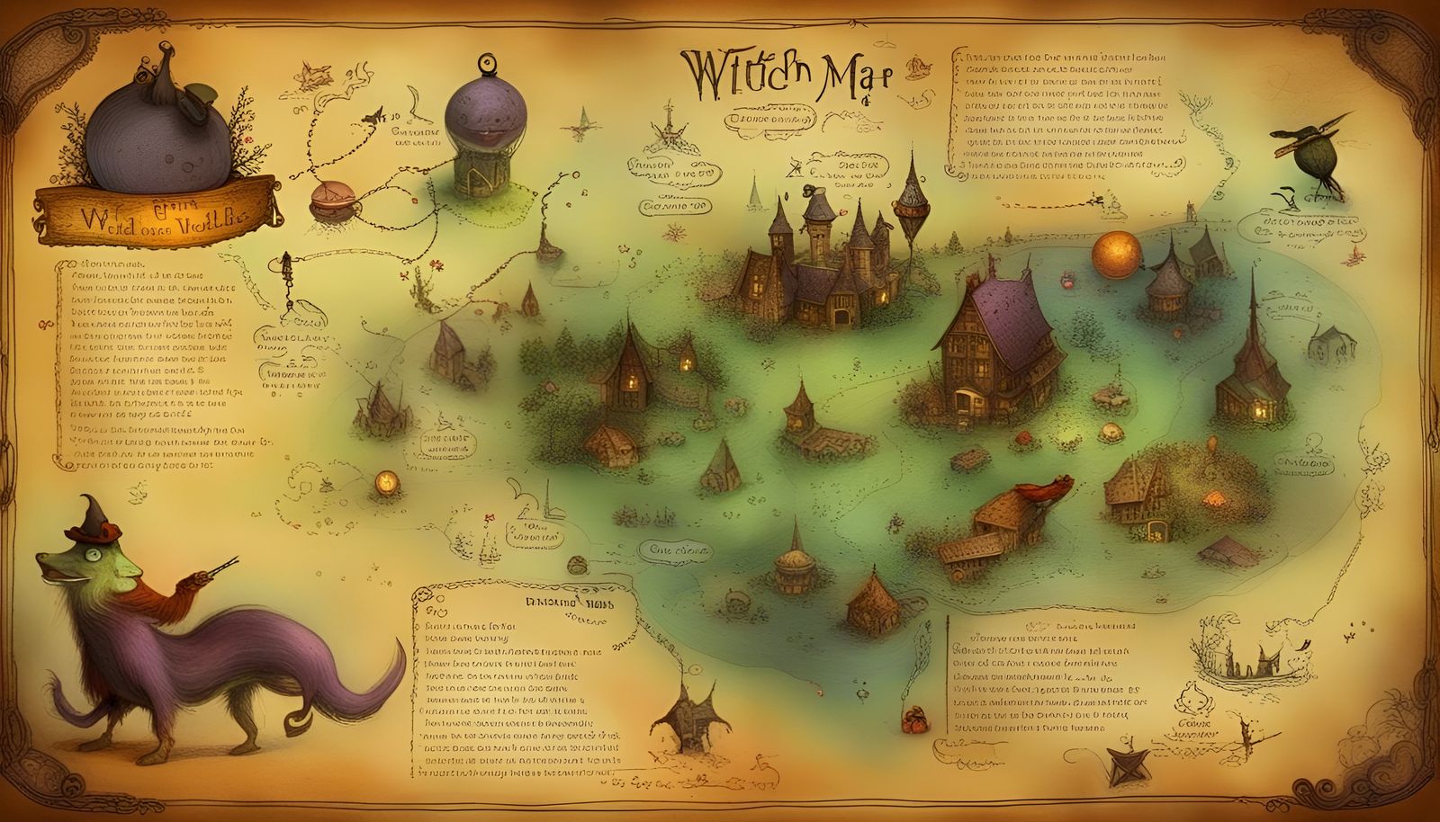 Magical Map of Unknown World Illustration