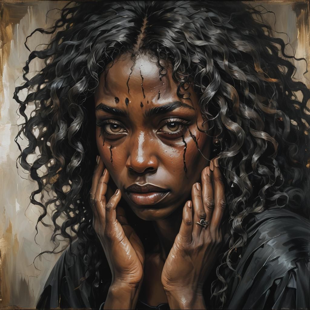 Sorrowful Black Woman Witch Portrait