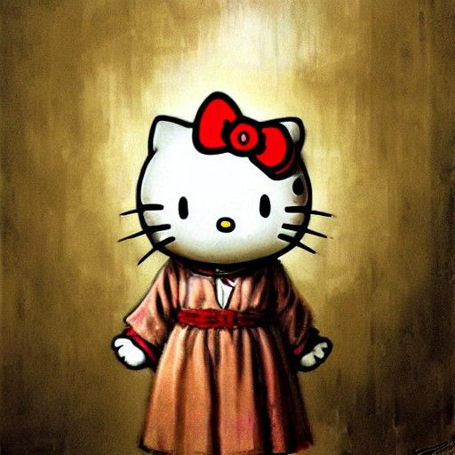 Biblically Accurate Hello Kitty in Horror Style