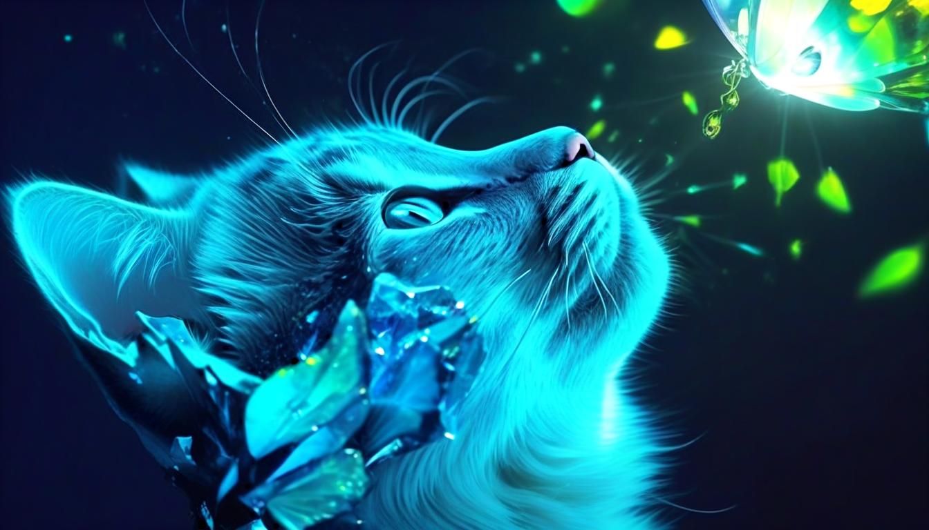 Glowing Butterfly and Kitten: Intricate Detail