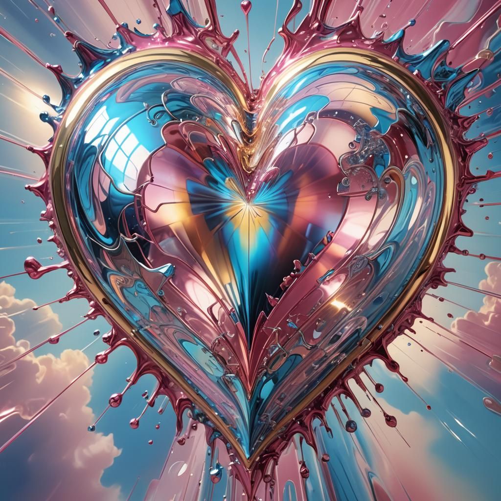Radiant Heart in Liquid Artpunk Style
