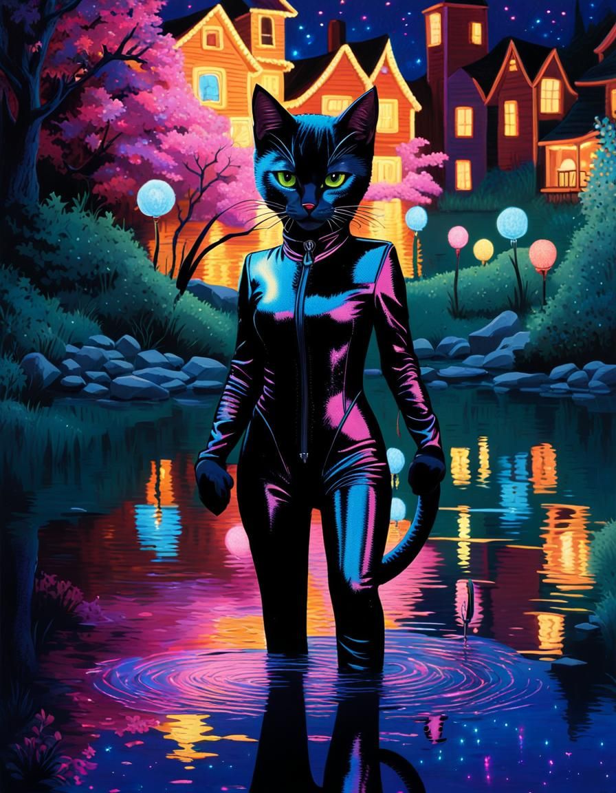 Anthropomorphic Kitten Catwoman by Dreamlike Lake