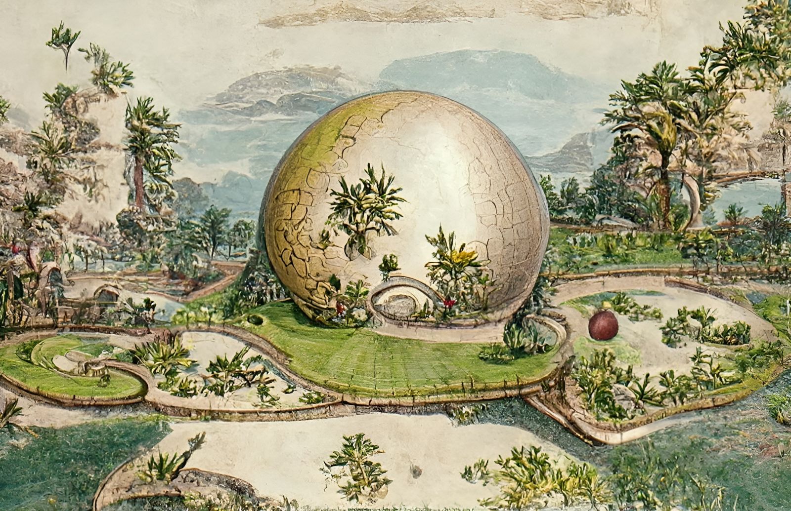 Egg-Shaped Paradise Planet in 18th Century Atlas Style