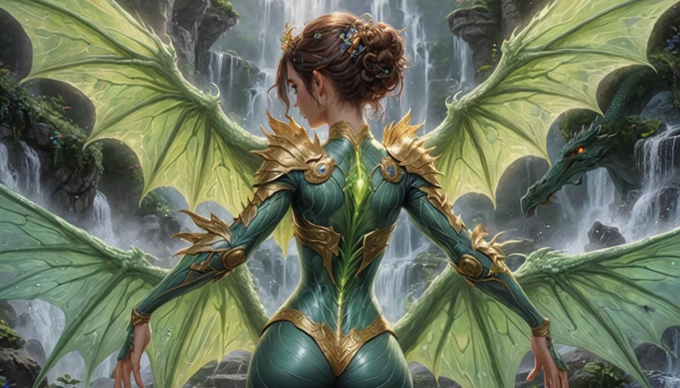 Chimera Girl with Dragon Wings as 3D Digital Art