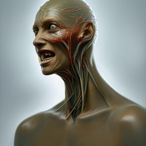 Translucent Scaled Human Face Portrait in Unreal Engine