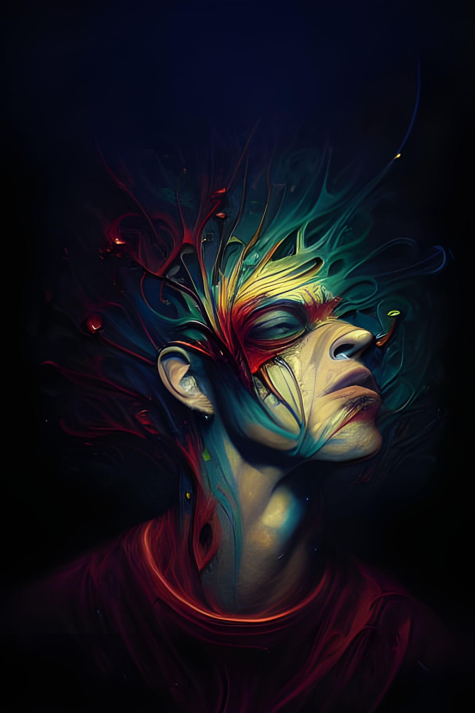 Vibrant Abstract Art in Digital Expressionism Style