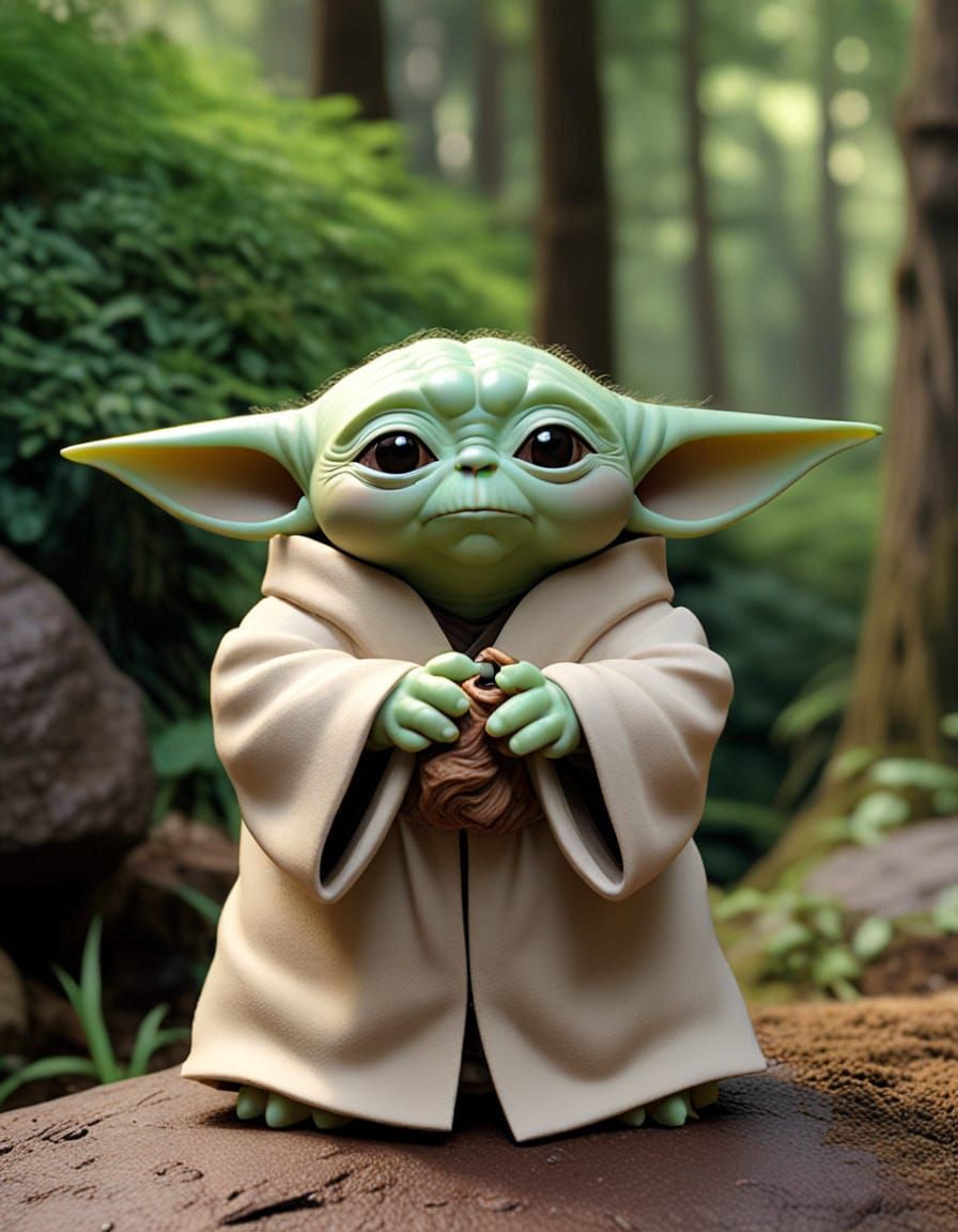Whimsical Yoda in a Ghibli-Inspired Setting