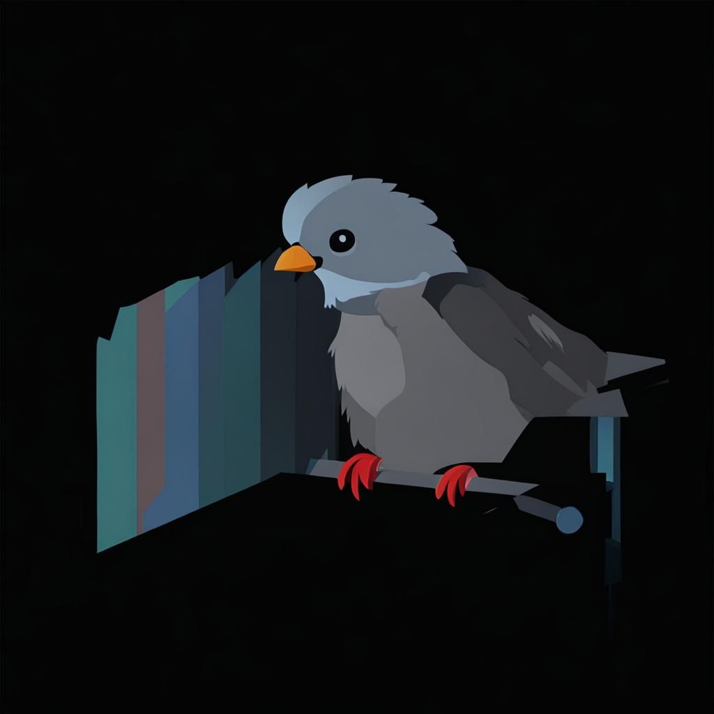 Red Bird on Ship in 2D Art Style