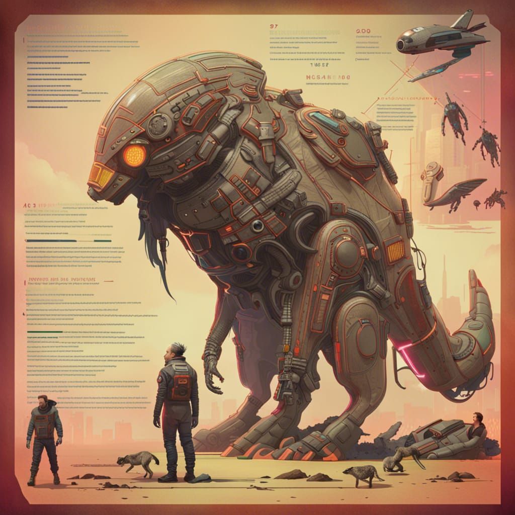 Astronauts and Creatures in Cyberpunk Neon Landscape