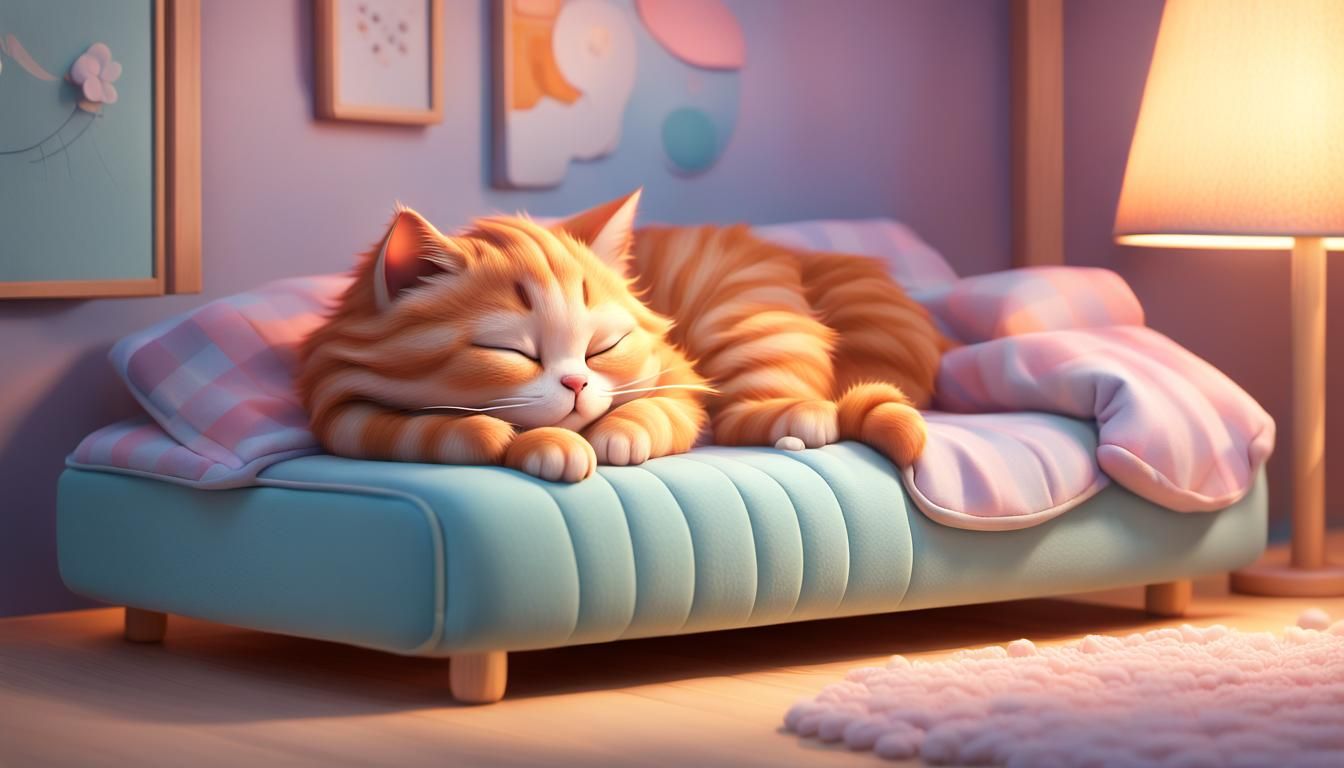 Cat Nap on IKEA Bed, Pixar 3D Concept Art